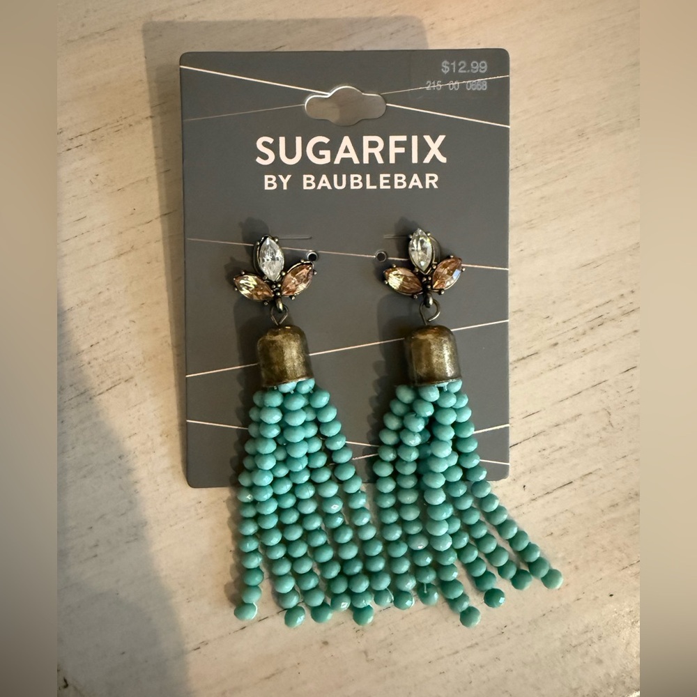 BaubleBar Blue and Gold Statement Earrings